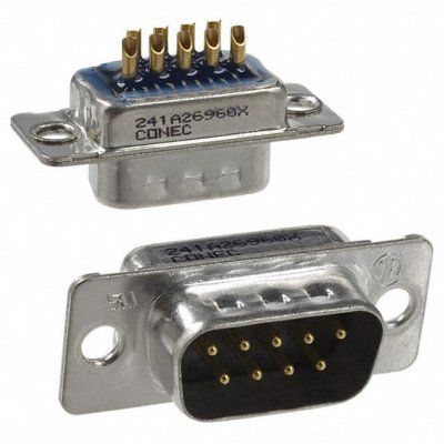 9 Pos D-Sub Plug, Male, Straight, Solder Cup, 7.5A