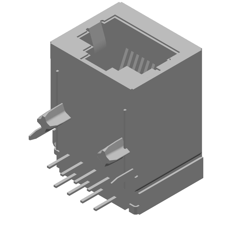RJ11 Connector, Female, 8 Pos, Right Angle, Shielded, Solder