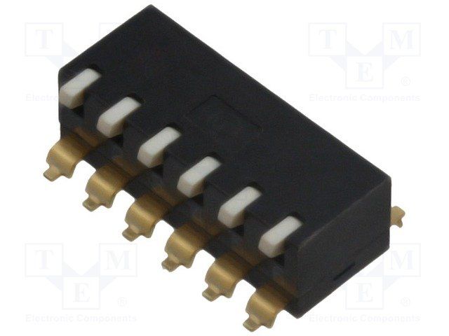 6-Pos SPST Rotary DIP Switch, SMD, 25mA, 24VDC