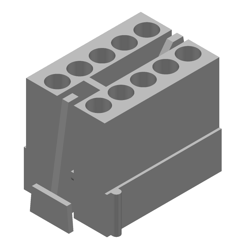 10 Pos Rectangular Plug Housing, Wire-to-Wire, 13A, 250V, Natural