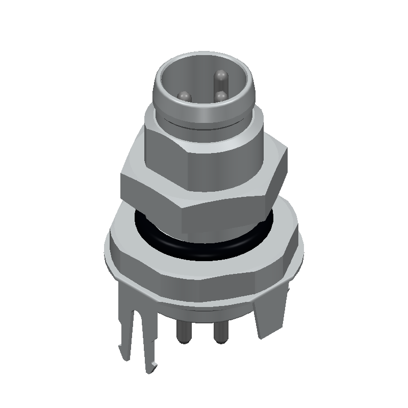 3-Pos Circular Connector, 4A, 60V, Solder, IP67, Gold Contacts