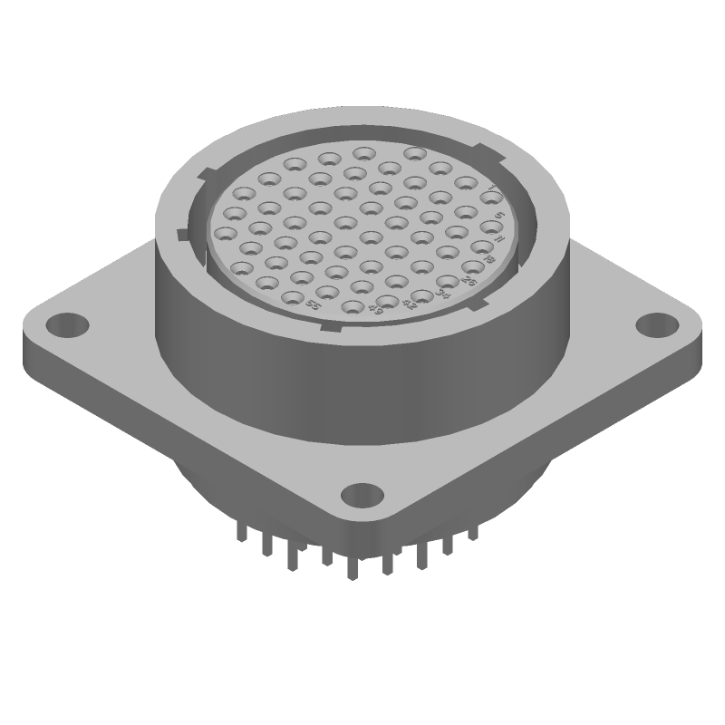 57 Pos Female Circular Connector, 7.5A, 250V, Gold Plating