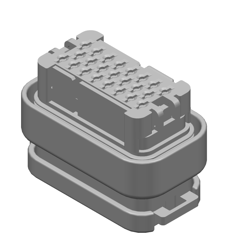 23 Pos Crimp Wire Housing, 16-20AWG, 17A, Gold, Black