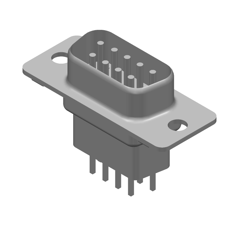 9 Pos D-Sub Plug, Male, Signal, Straight, Solder, Metal Shell