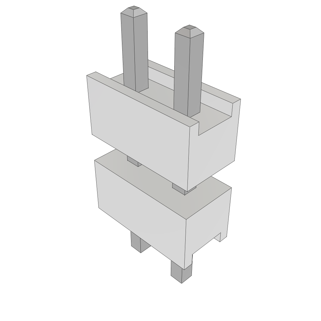 Conn Board Stacker HDR 2 POS 2.54mm Solder ST Top Entry Thru-Hole Bulk