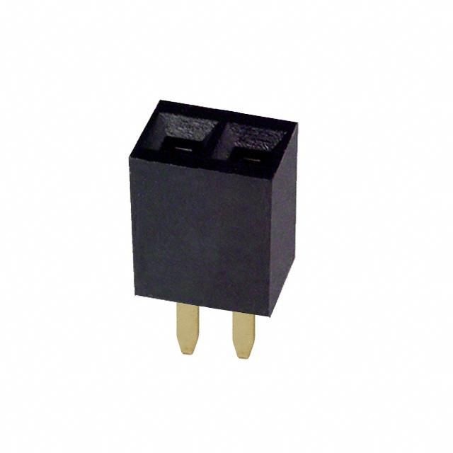 2 Pos 2.54mm Pitch Female Socket Connector, Gold, Through Hole
