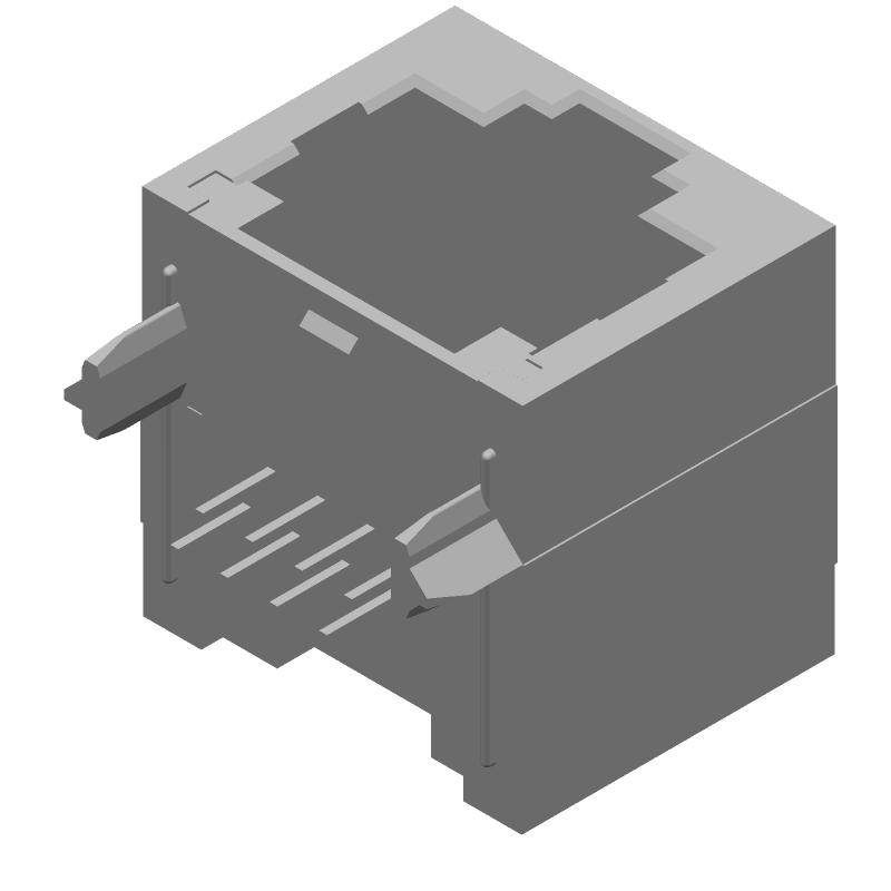 8 Pos Female RJ45 Connector, Right Angle, Gold Plated, 1.5A