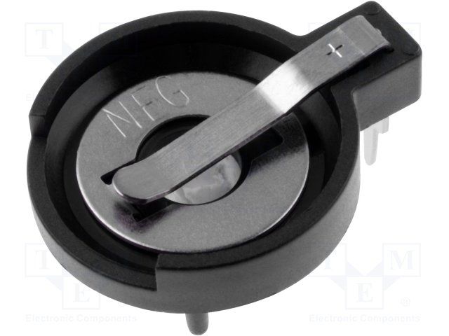 1 Cell Coin Battery Holder, PBT, Through Hole, PC Pin