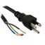 18AWG 3C 125V 10A SJT Power Cord - Black, 15ft