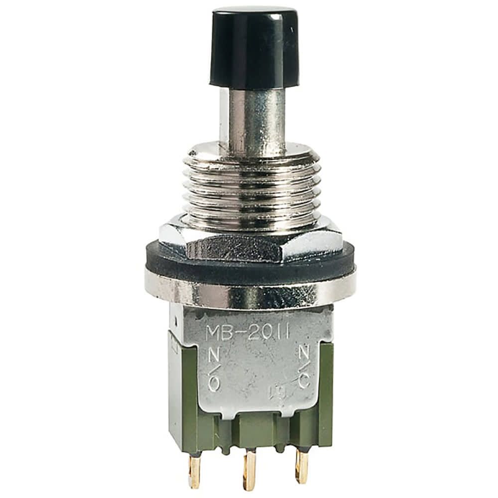 Switch Push Button ON (ON) SPDT Round Plunger 0.1A 28VAC 28VDC 0.4VA Momentary Contact Solder Lug Panel Mount