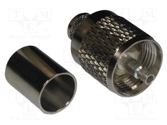 RF UHF Connector, Male, 50R, 300MHz, Straight, Crimp