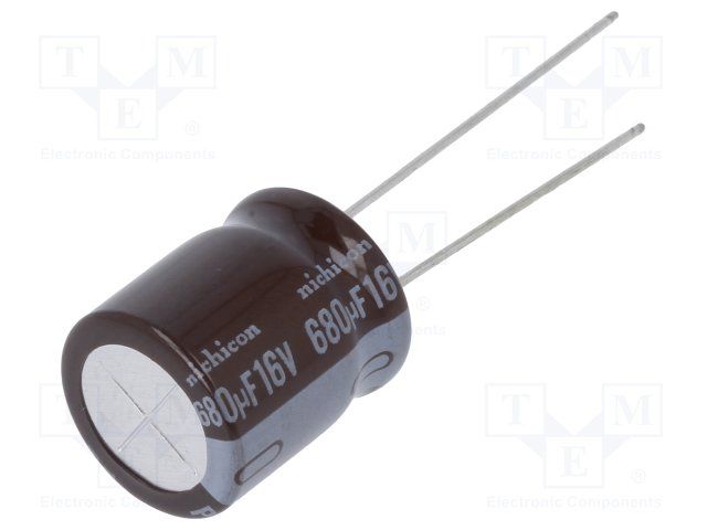 Cap Aluminum Lytic 680uF 16V 20% (12.5 X 15mm) Radial 5mm 815mA 5000h 105°C Bulk