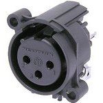 3 Pin Female Power Connector, Gold Plated, 6A, 50V, Solder