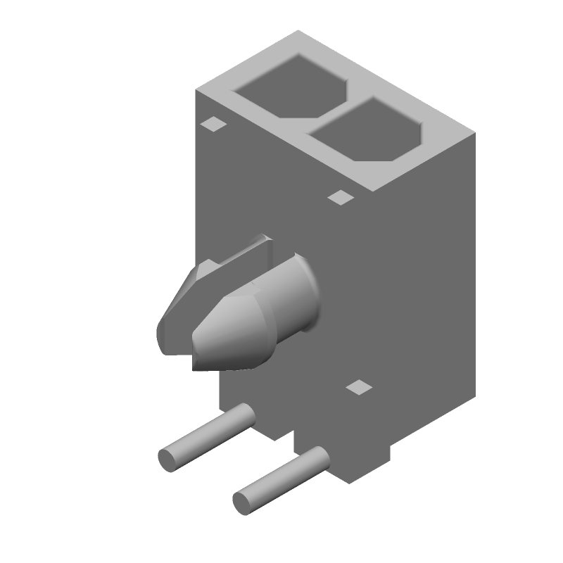 2 Pos Power Connector, 9.5A, 600V, RA Solder, Thru-Hole, Male