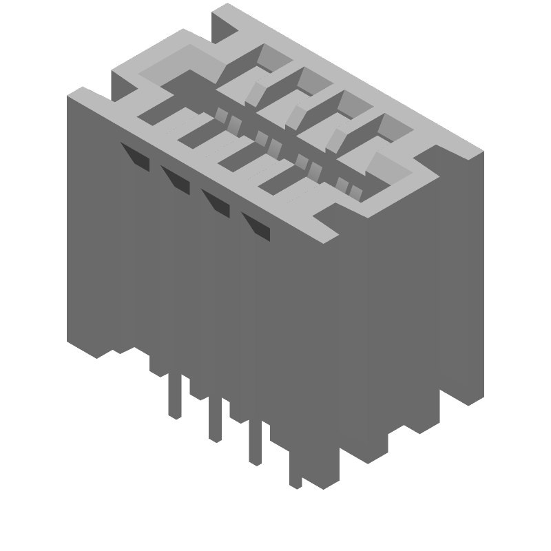 4P 2.54mm Pitch Board-to-Board Header, Female, Straight, Through Hole