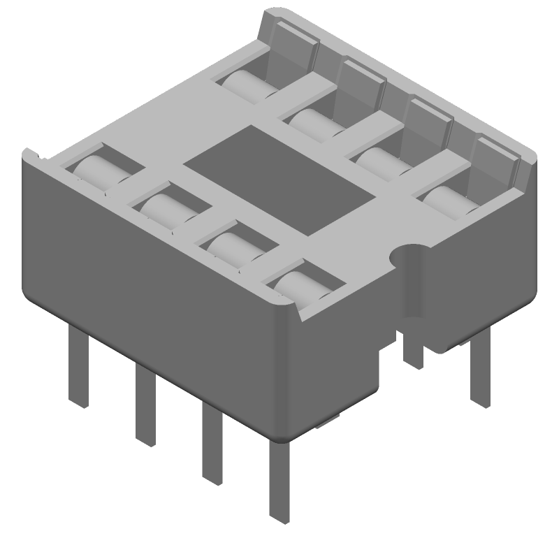 8 Pos DIP Socket, 2.54mm Pitch, 1A, 250V, Thru-Hole
