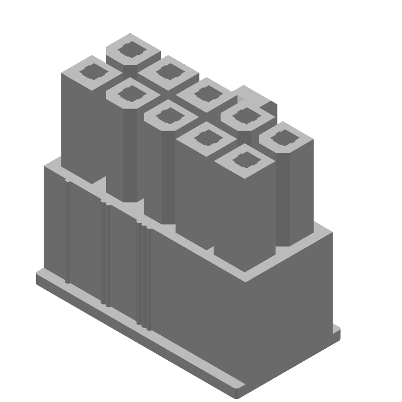 10 Pos Receptacle Power Connector, 13A, 600V, Crimp, Straight
