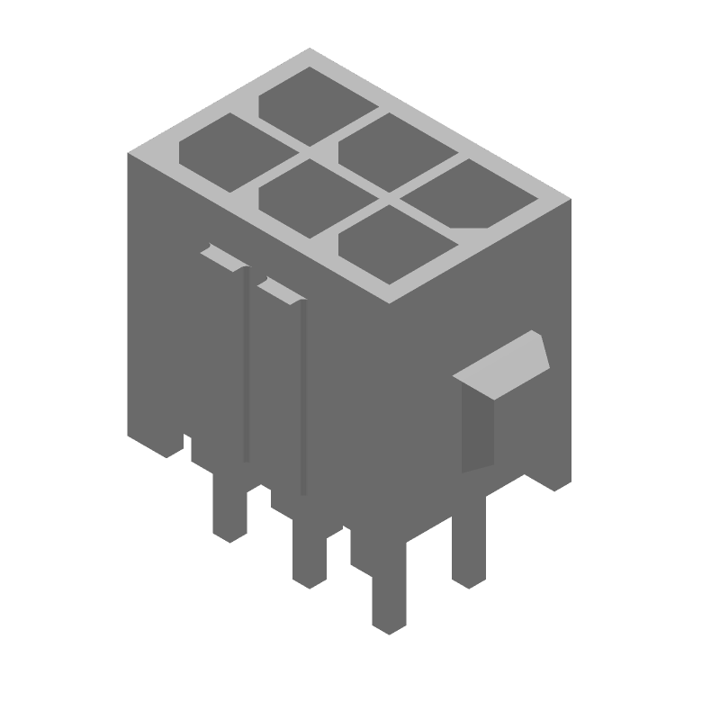 6 Pos Power Connector, 5A, 250V, Straight, Solder, Thru-Hole, Male