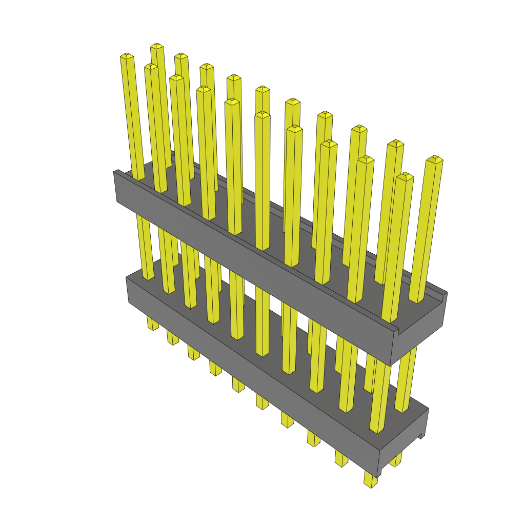 20-Position 2-Row Through Hole Header, 2.54mm Pitch, Gold Contact Plating, Black