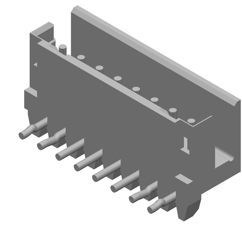 8 Pos 2mm RA Solder Header, 4A, 125V, Tin, UL94 V-0