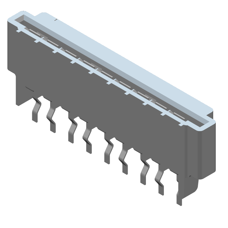 FFC/FPC Connector, 9 Pos, 2.54mm, ZIF, Straight, Thru-Hole