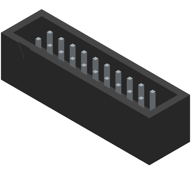 20 Pos 2.54mm Gold Plated Shrouded Header, Thru-Hole