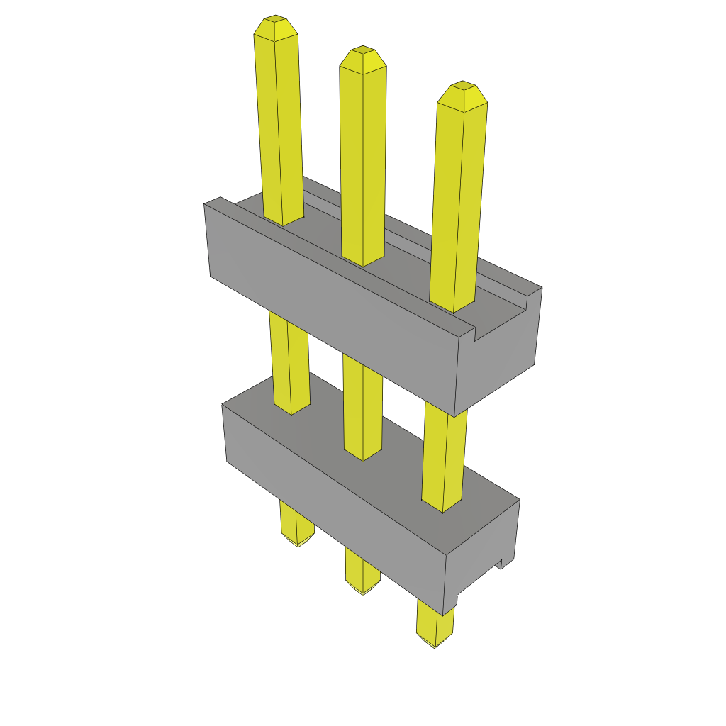 3-Contact HDR Board Stacker, 2mm Pitch, 1 Row, Through Hole Mount