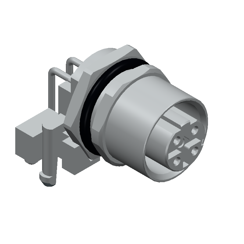 4 Pos Female Circular Connector, Right Angle, Solder, 4A, 250V, IP67