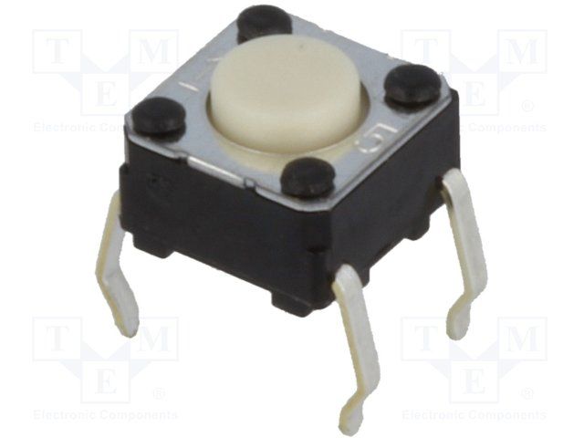 Tactile Switch SPST 0.05A 24VDC Thru-Hole PC Pins 0.98N