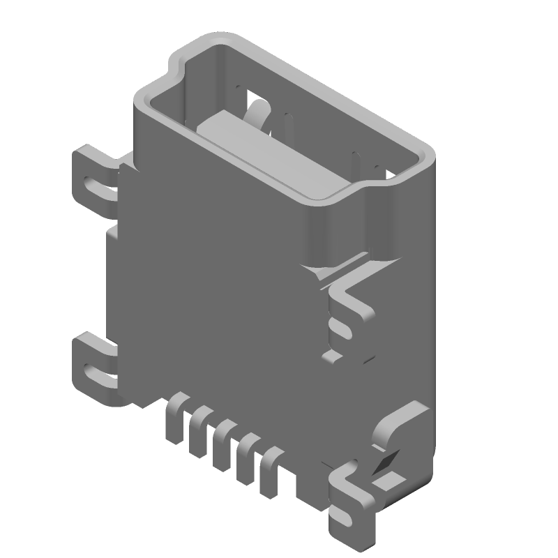 5 Pos Receptacle, Right Angle, SMT, Shielded, 1A, Gold Plated
