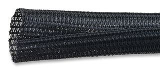 Sleeving, Braided, Wrappable, PET (Polyethylene Terephthalate), Black, 19.05 mm, 15.2 m, 50 ft