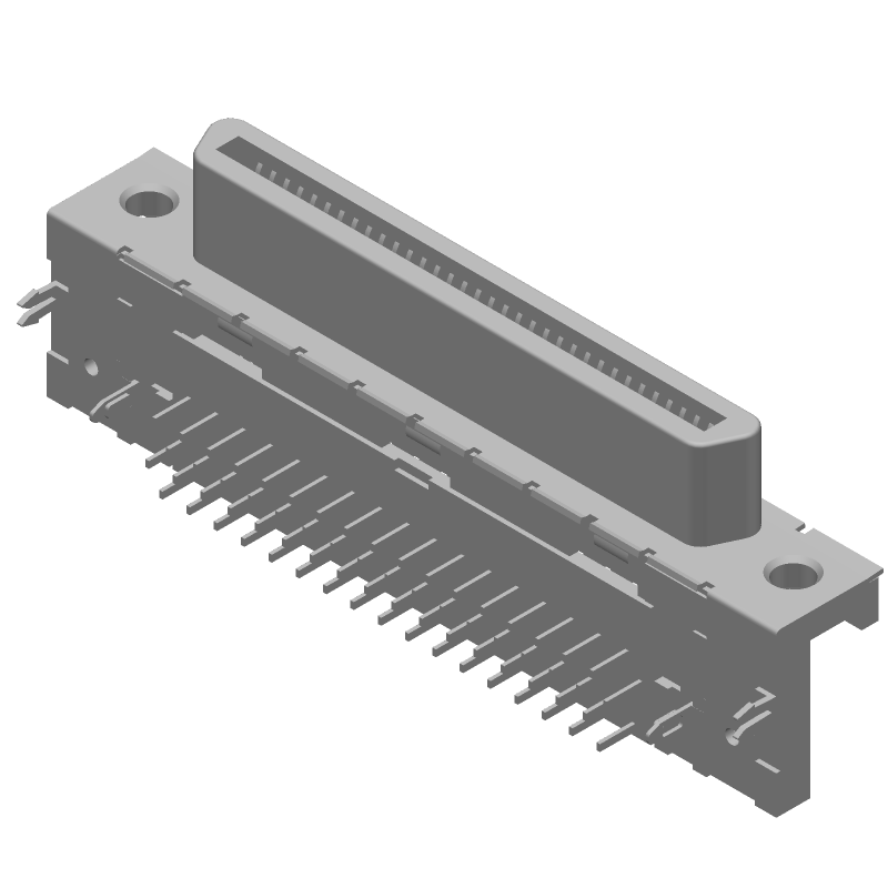 68 Pos Female RA Solder Connector, 30V AC, 3.03kV DC