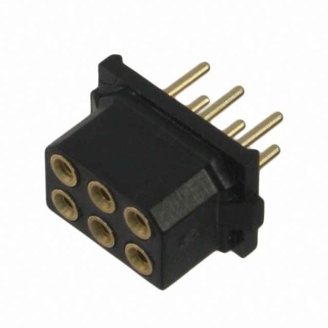 6 Pos 2mm Gold Female Socket Header, Thru-Hole