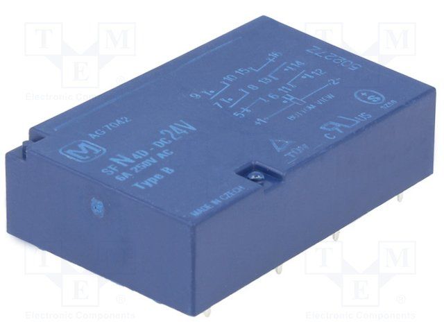 4PDT Relay, 24VDC Coil, 6A Contact, Through Hole