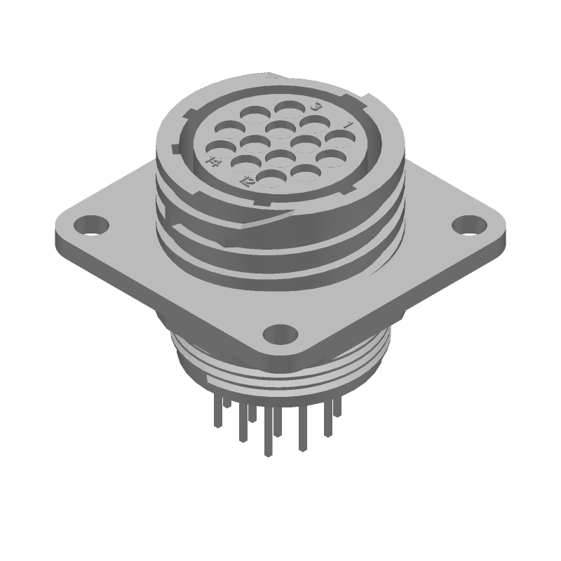 Circular Receptacle, 14 Pos, Female, Gold, 250V, IP65