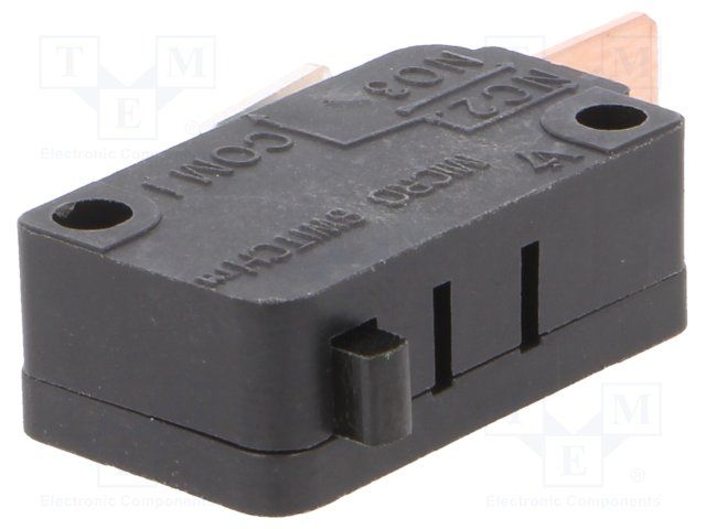 25A SPST Momentary Snap Switch, 277VAC, Quick Connect, Panel Mount