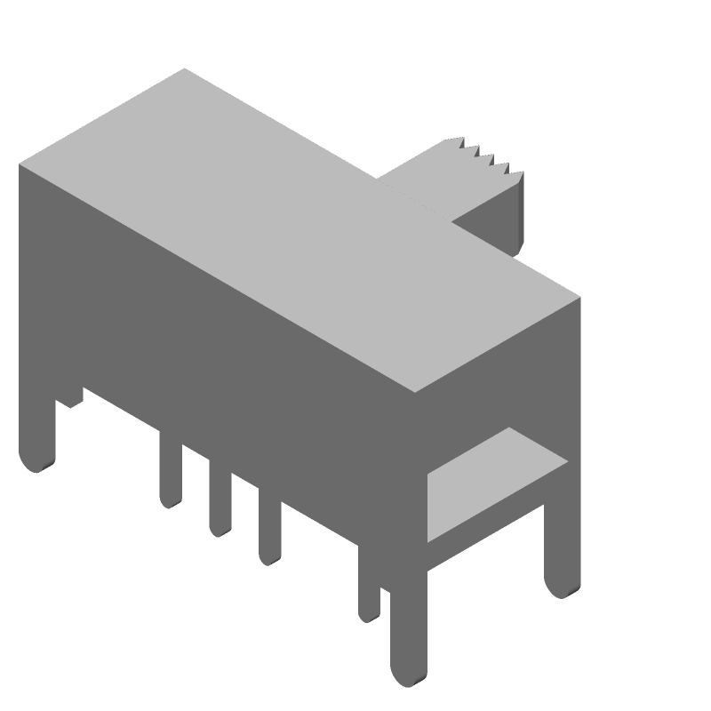 SP3T Slide Switch, 20V, 300mA, Gold Contacts, Through Hole, Right Angle