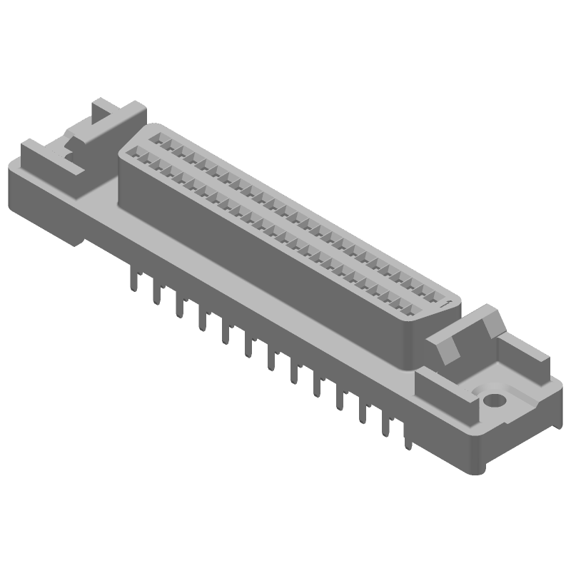 50 Pos 4 Row Vertical Signal Connector, Gold/Tin Plated