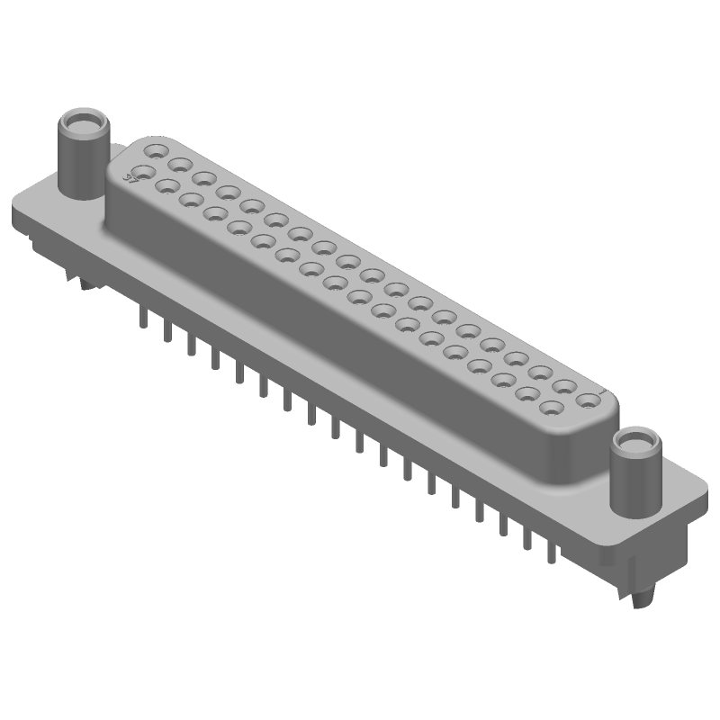 37 Pos D-Sub Connector, Female, Straight, Solder, Metal Shell