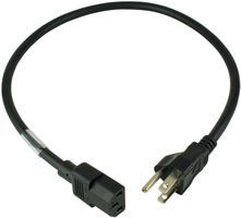 Cable Assembly AC Power 0.6m NEMA 5-15P to C13 3 to 3 POS M-F 16AWG