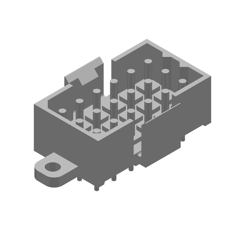 18 Pos Male Pin Header, 14A, 600V, Gold Plated, Red