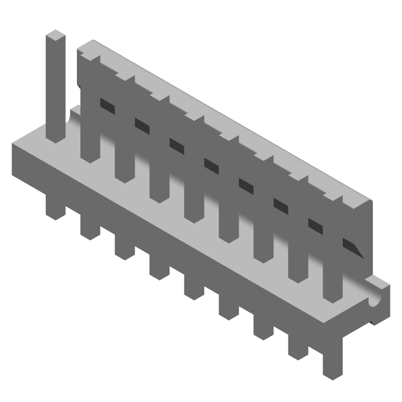 9 Pos Male Pin Header, 7A, 600V, .156" Pitch, Through Hole