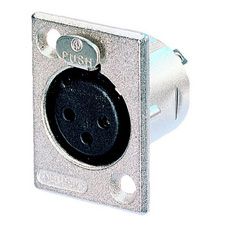 3 Pole Female Audio Connector, Silver, Solder, Panel Mount, 16A