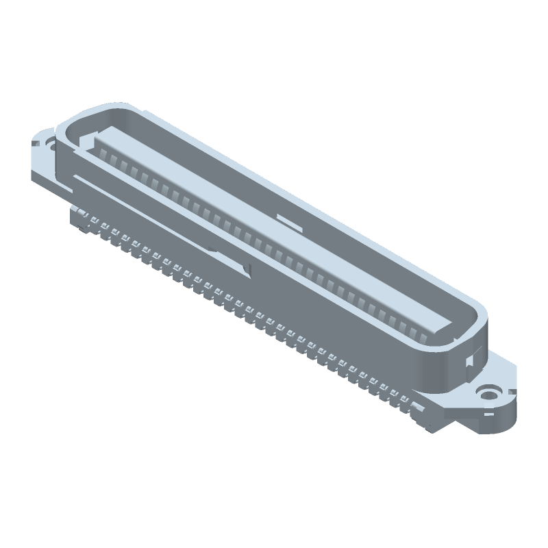 64 Pos C-Slot Plug, Right Angle, IDC, Copper Alloy, Gold