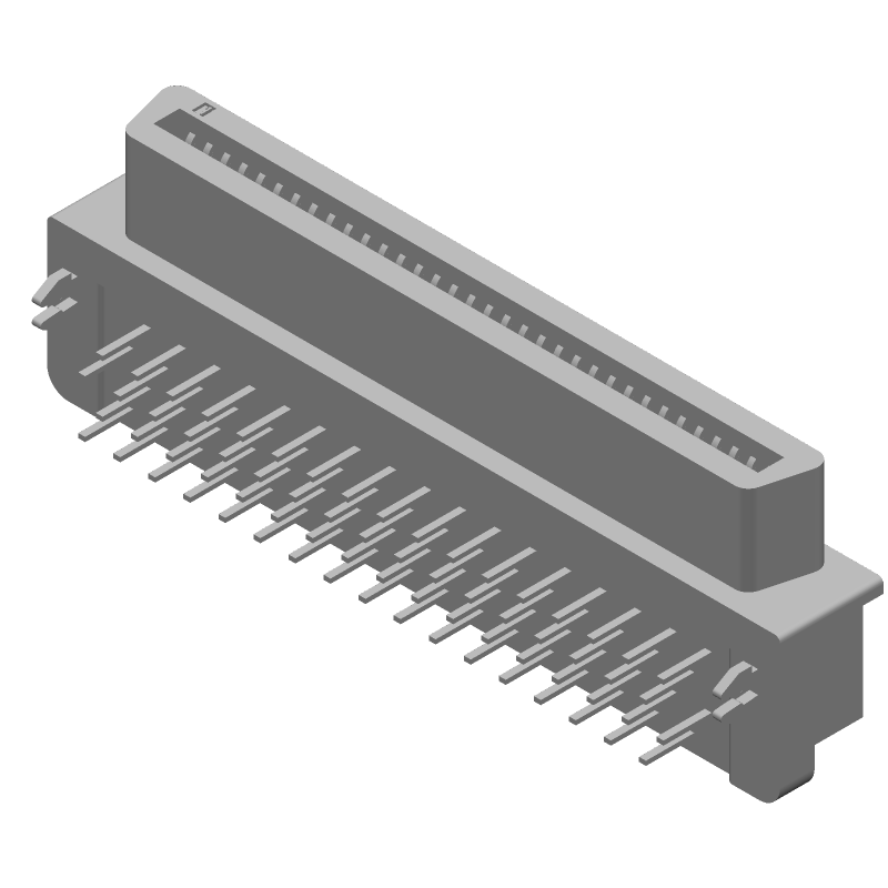 68 Pos Right Angle Female Connector, 1A, Gold/Tin Plated Bronze