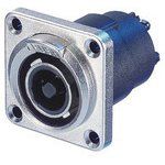 4-Pin Female Power Connector, 250V, 40A, Silver Copper Contacts, Panel Mount