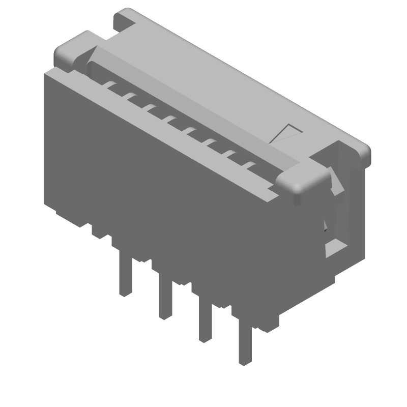 FFC/FPC Connector, 8 Pos, 1.27mm Pitch, ZIF, Straight, Thru-Hole