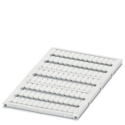 Marker for terminal blocks, can be ordered by sheet, white, labeled according to customer s,mounting type snap into tall marker groove, for terminal block width 5.2 mm, lettering field size 4.55 x 9.7 mm