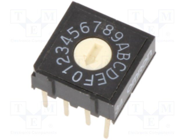 16-Pos Rotary DIP Switch, SP16T, 25mA, 24VDC, Thru-Hole