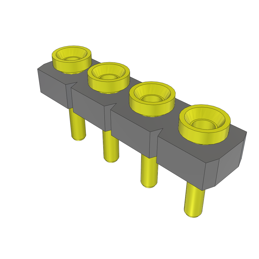 4 Pos 2.54mm Skt Header, Gold Plated, 1A, 125°C, Thru-Hole